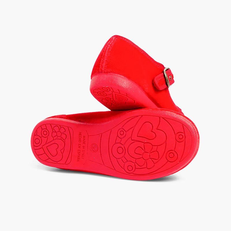 Merceditas de Terciopelo Rojas con Hebilla