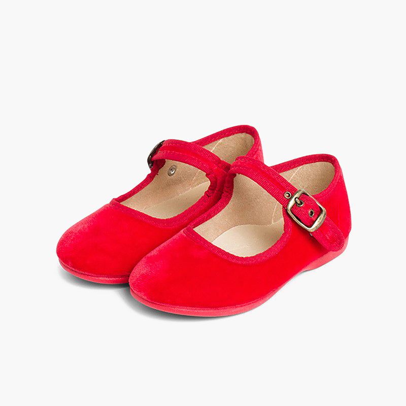 Merceditas de Terciopelo Rojas con Hebilla