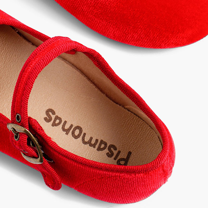 Merceditas de Terciopelo Rojas con Hebilla