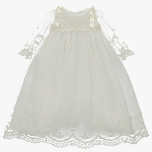 Vestido de Ceremonia de Tul Bordado y Capota