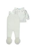 Conjunto de Peto de Punto con Pompones Crudo y Camisa de Cuello Batista