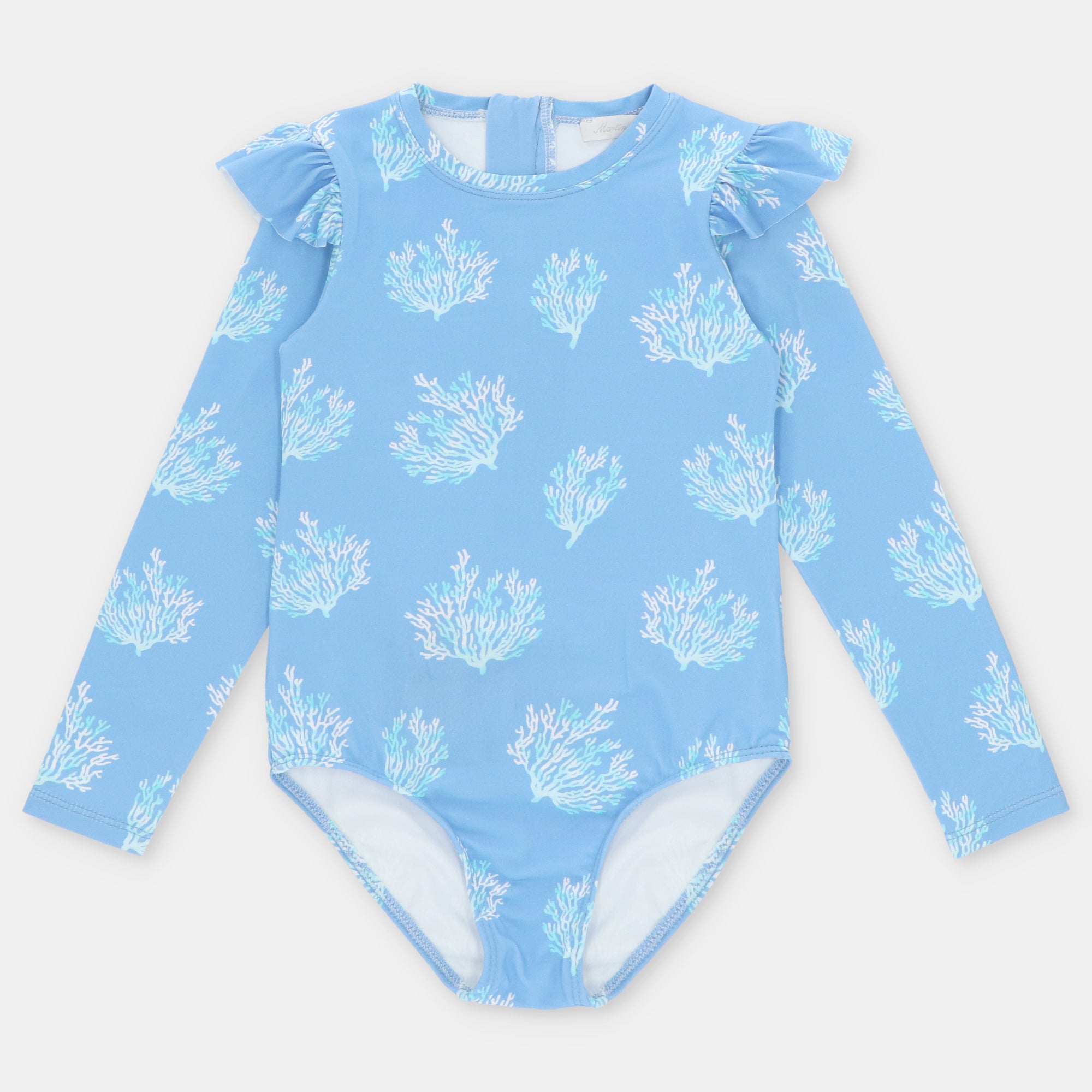 Traje de Bano Entero Manga Larga Azul Coral
