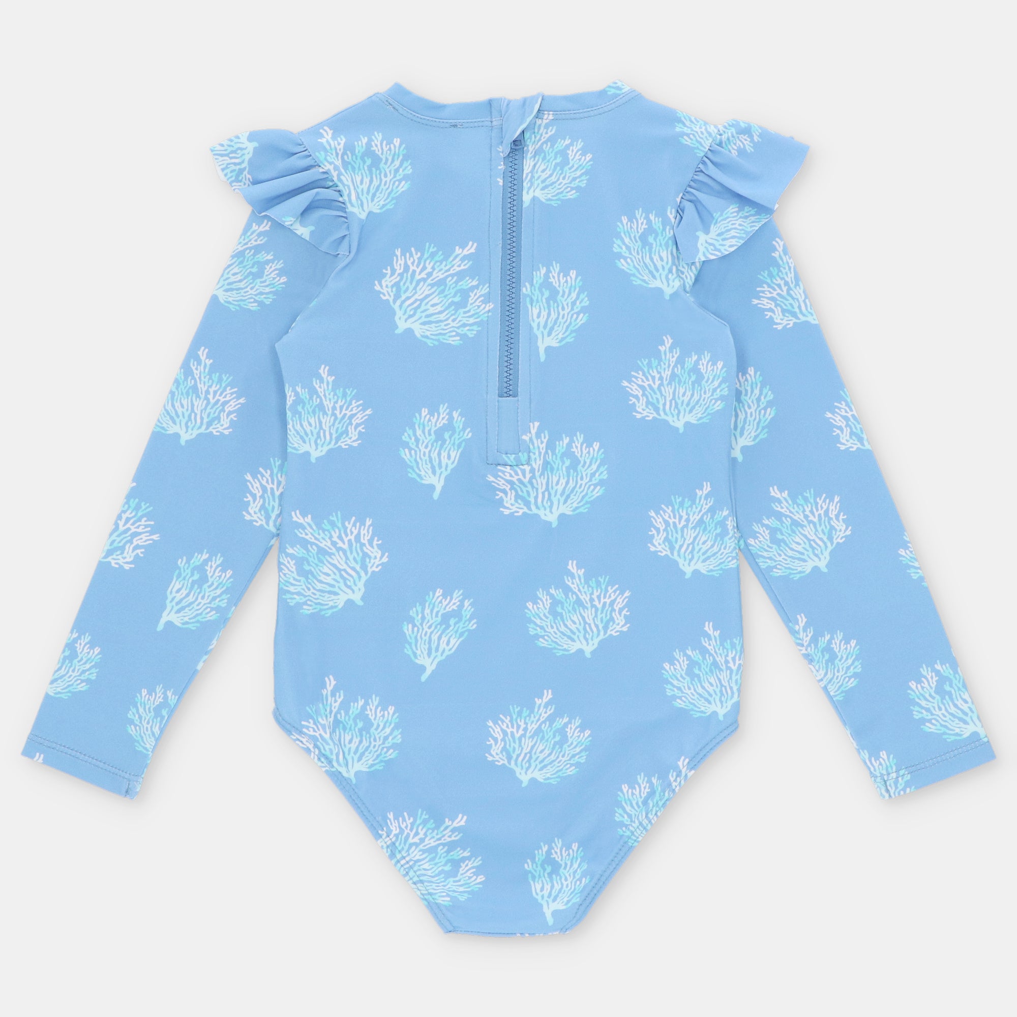 Traje de Bano Entero Manga Larga Azul Coral
