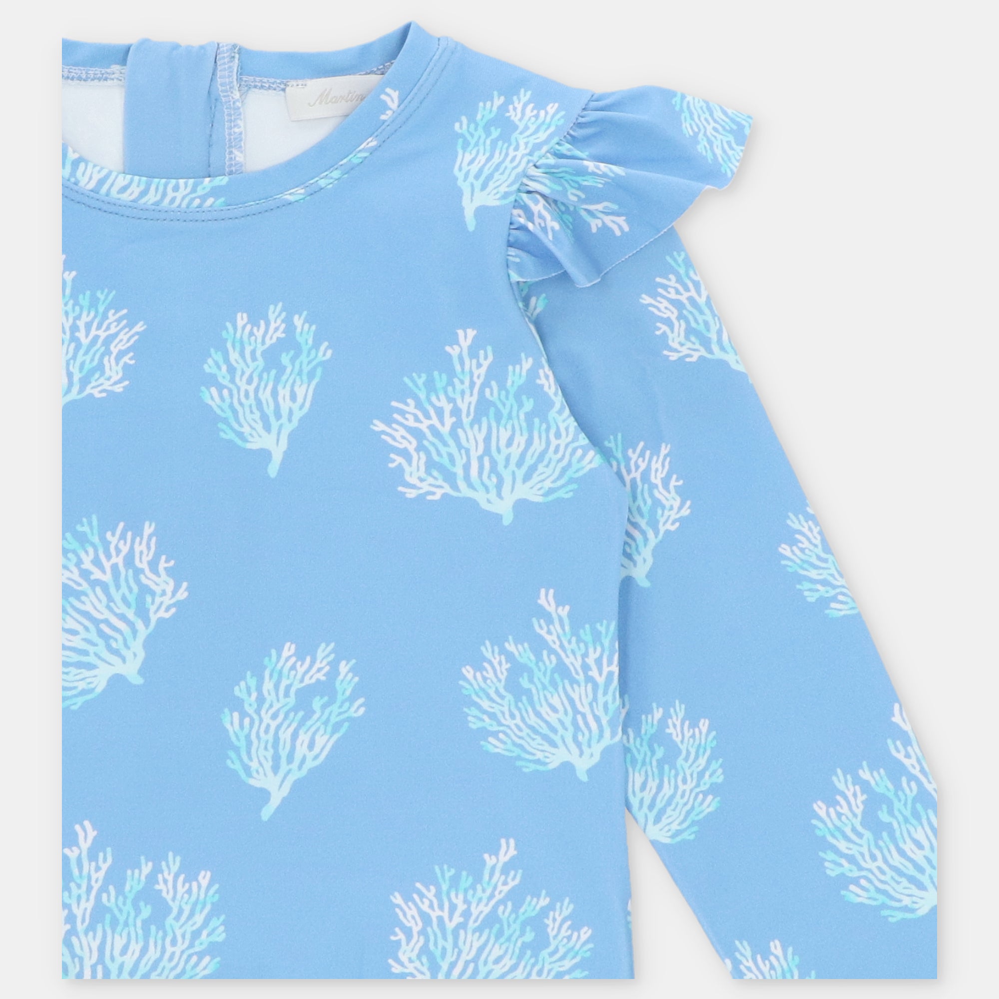 Traje de Bano Entero Manga Larga Azul Coral
