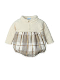 Pelele Punto Beige con Estampado Cuadros Natural Trenz