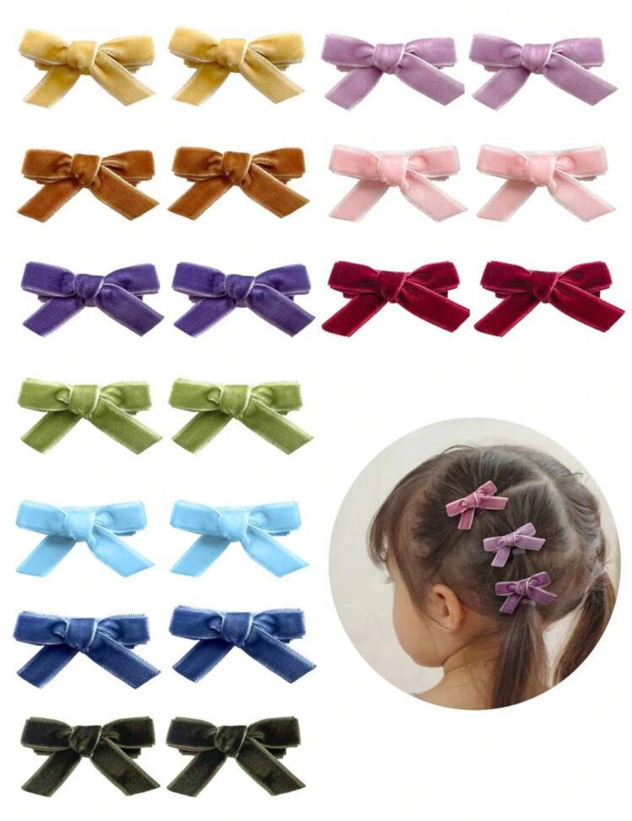 2 Pares de Pinzas Mini Terciopelo