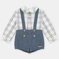 Conjunto Camisa a Cuadros Braga con Tirantes de Gamuza Azul Noche Leicester