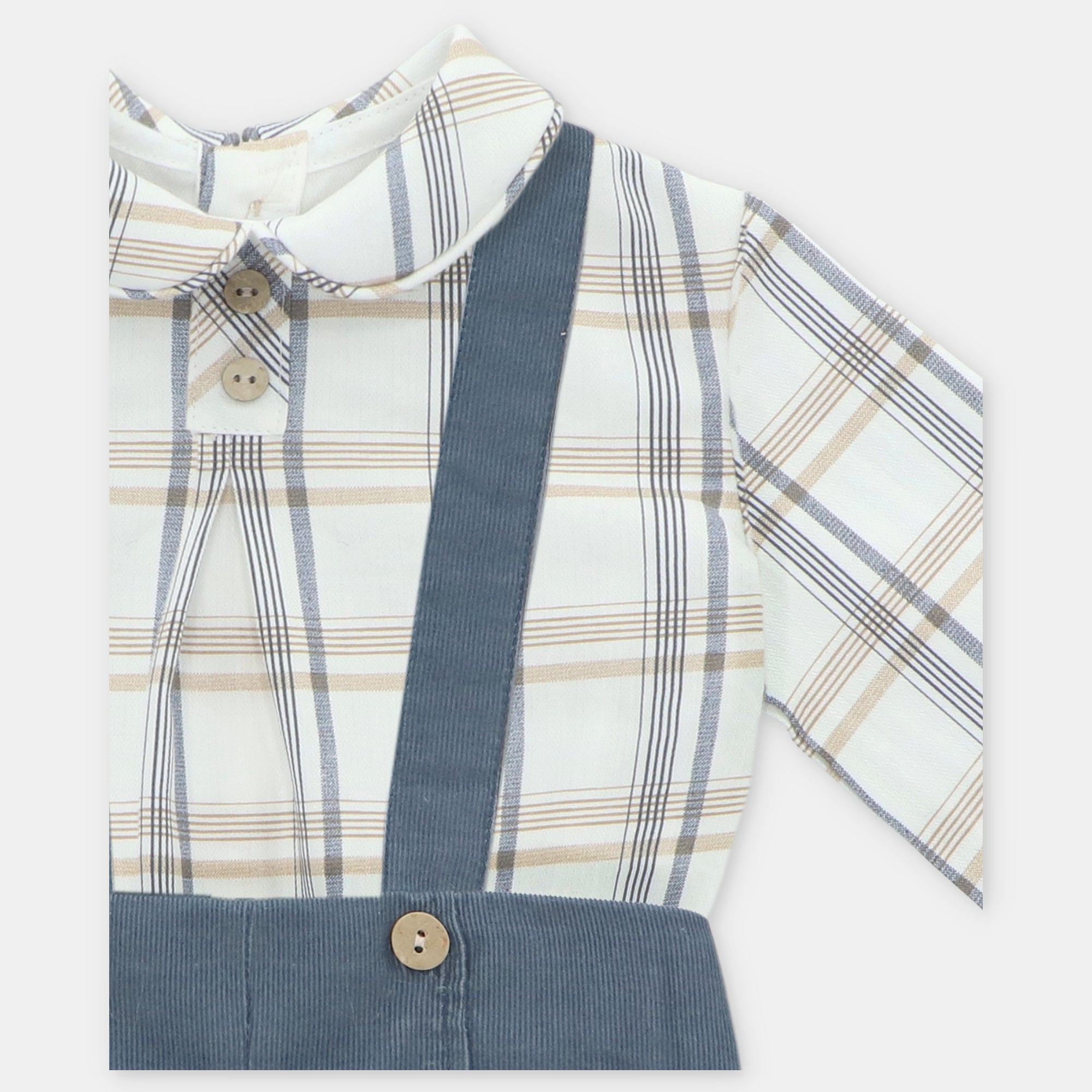 Conjunto Camisa a Cuadros Braga con Tirantes de Gamuza Azul Noche Leicester