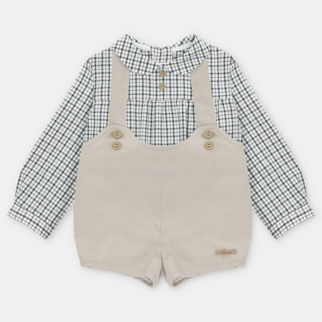 Conjunto de Tirantes Camisa a Cuadros Verde y Braga Kaki Brighton