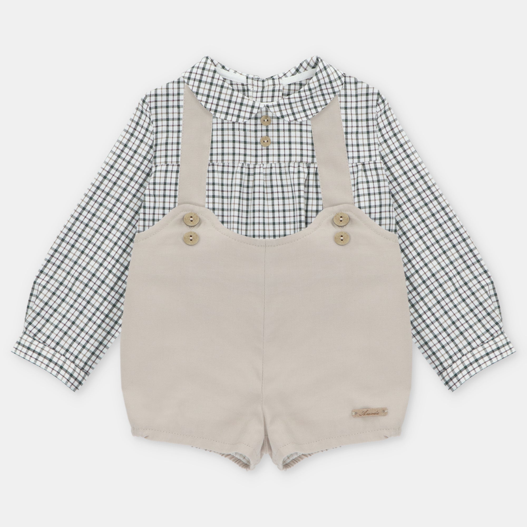 Conjunto de Tirantes Camisa a Cuadros Verde y Braga Kaki Brighton