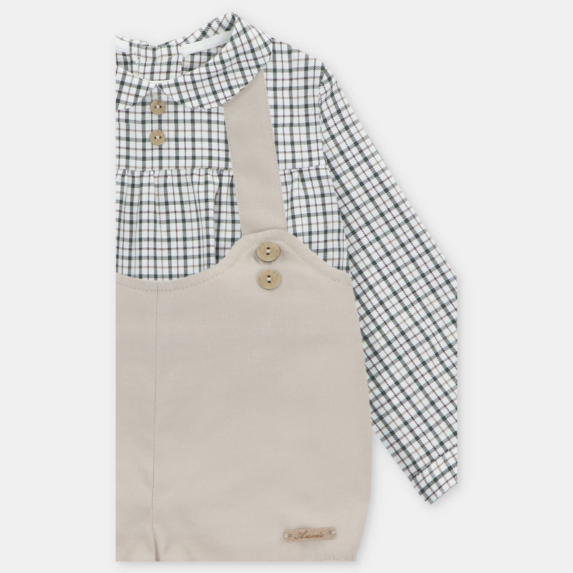 Conjunto de Tirantes Camisa a Cuadros Verde y Braga Kaki Brighton