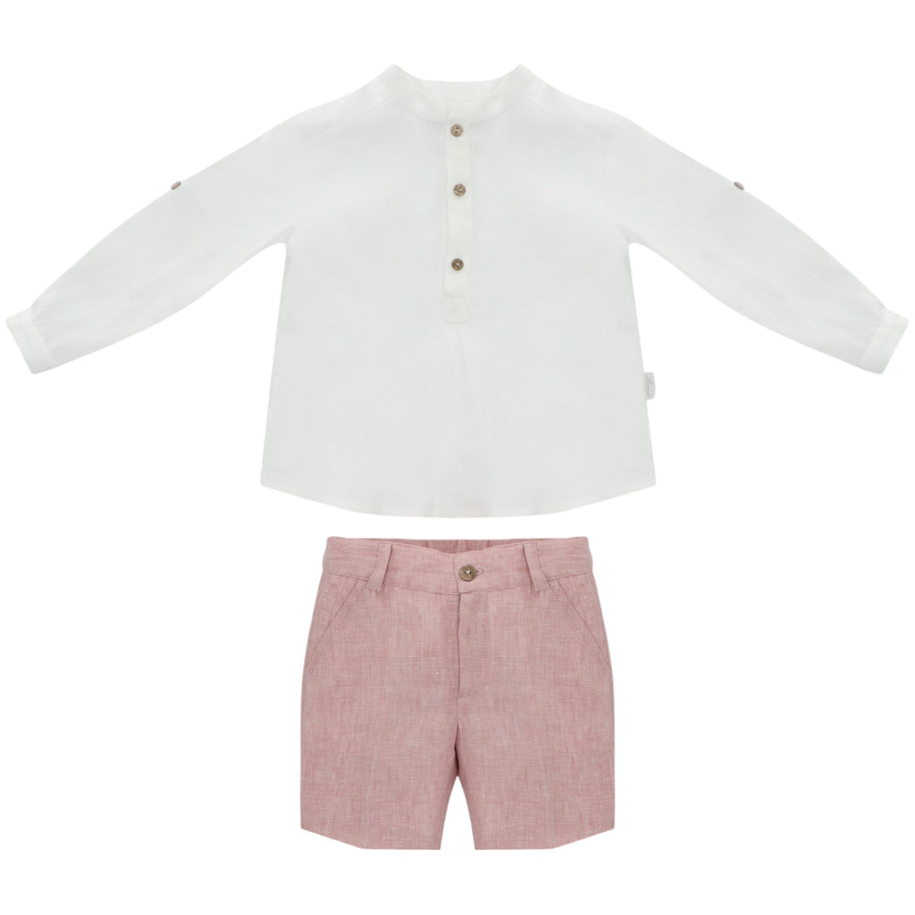 Conjunto Lino de Bermuda Rosa Empolvado