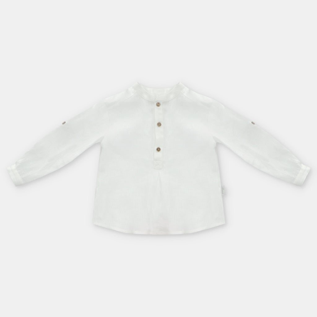 Camisa Blanca de Lino Manga Larga