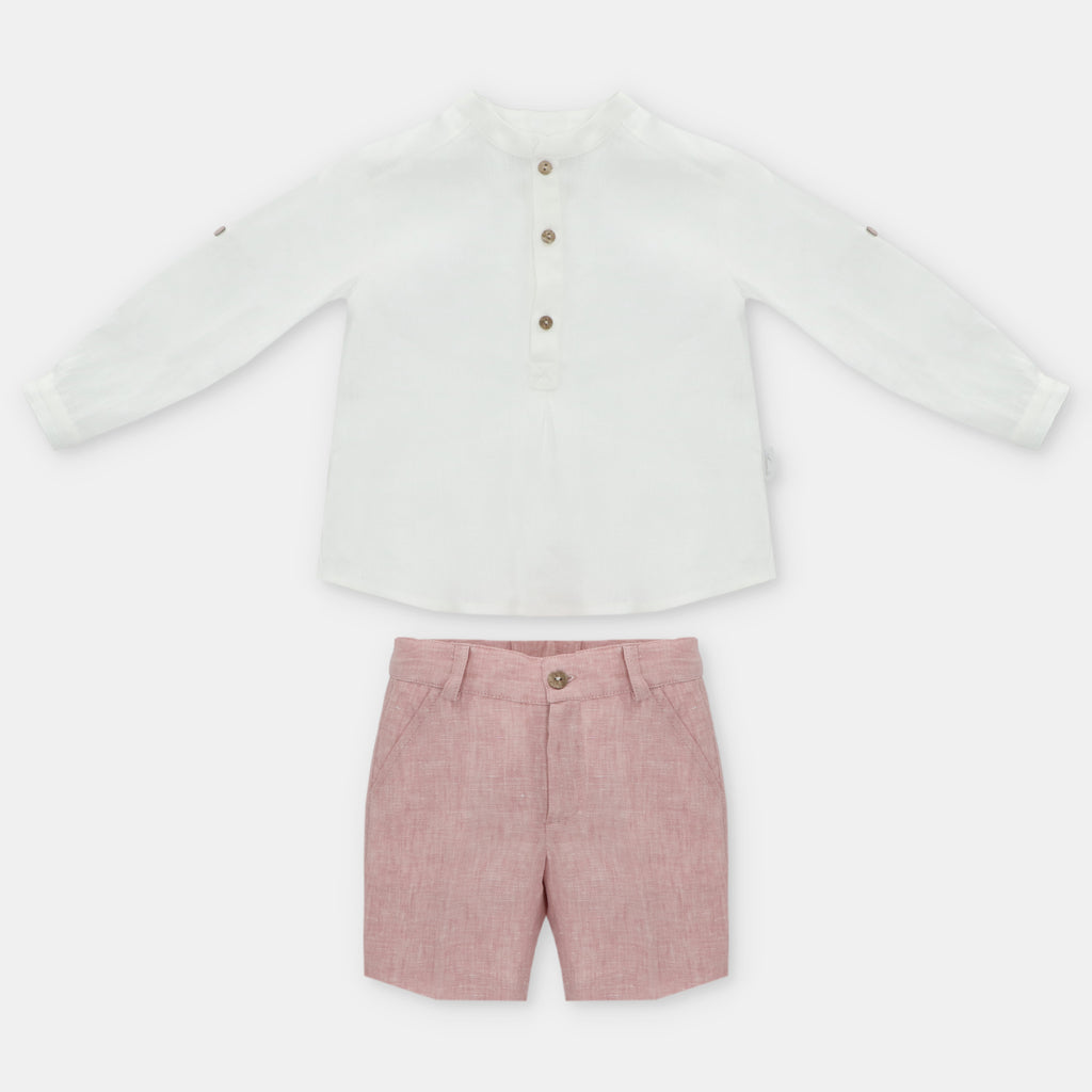 Conjunto Lino de Bermuda Rosa Empolvado