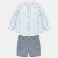 Conjunto Camisa Lino Rayas con Bermuda Azul Surrey