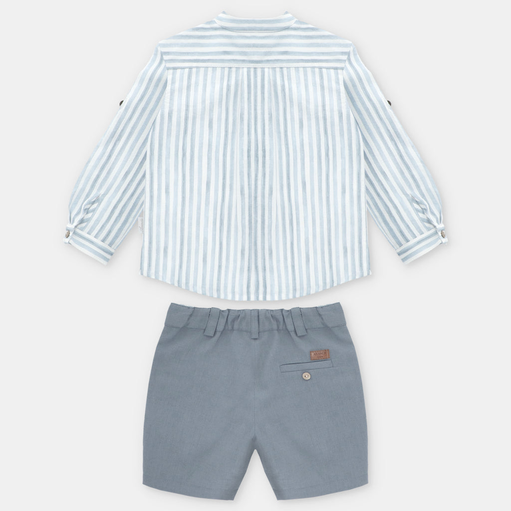 Conjunto Camisa Lino Rayas con Bermuda Azul Surrey