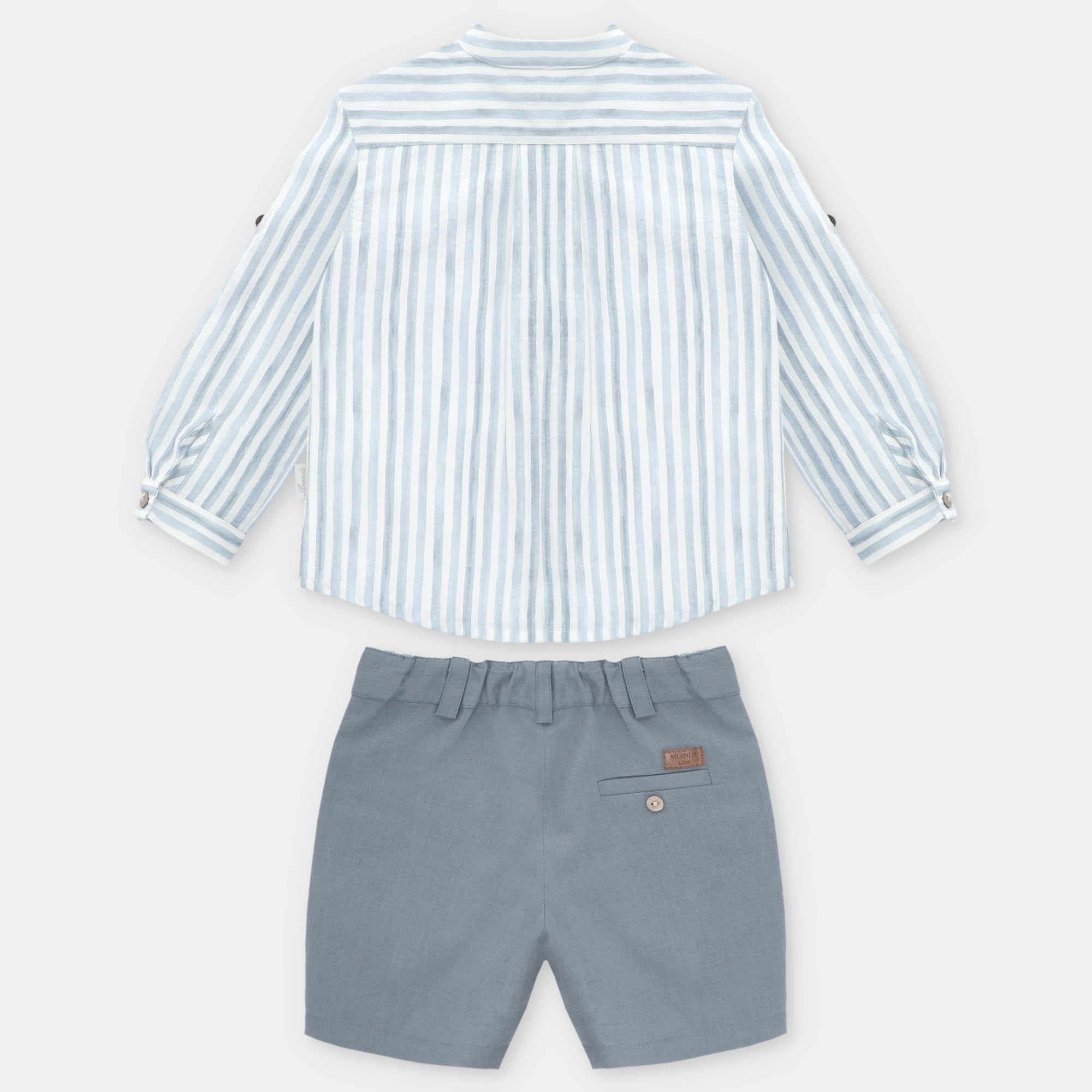 Conjunto Camisa Lino Rayas con Bermuda Azul Surrey