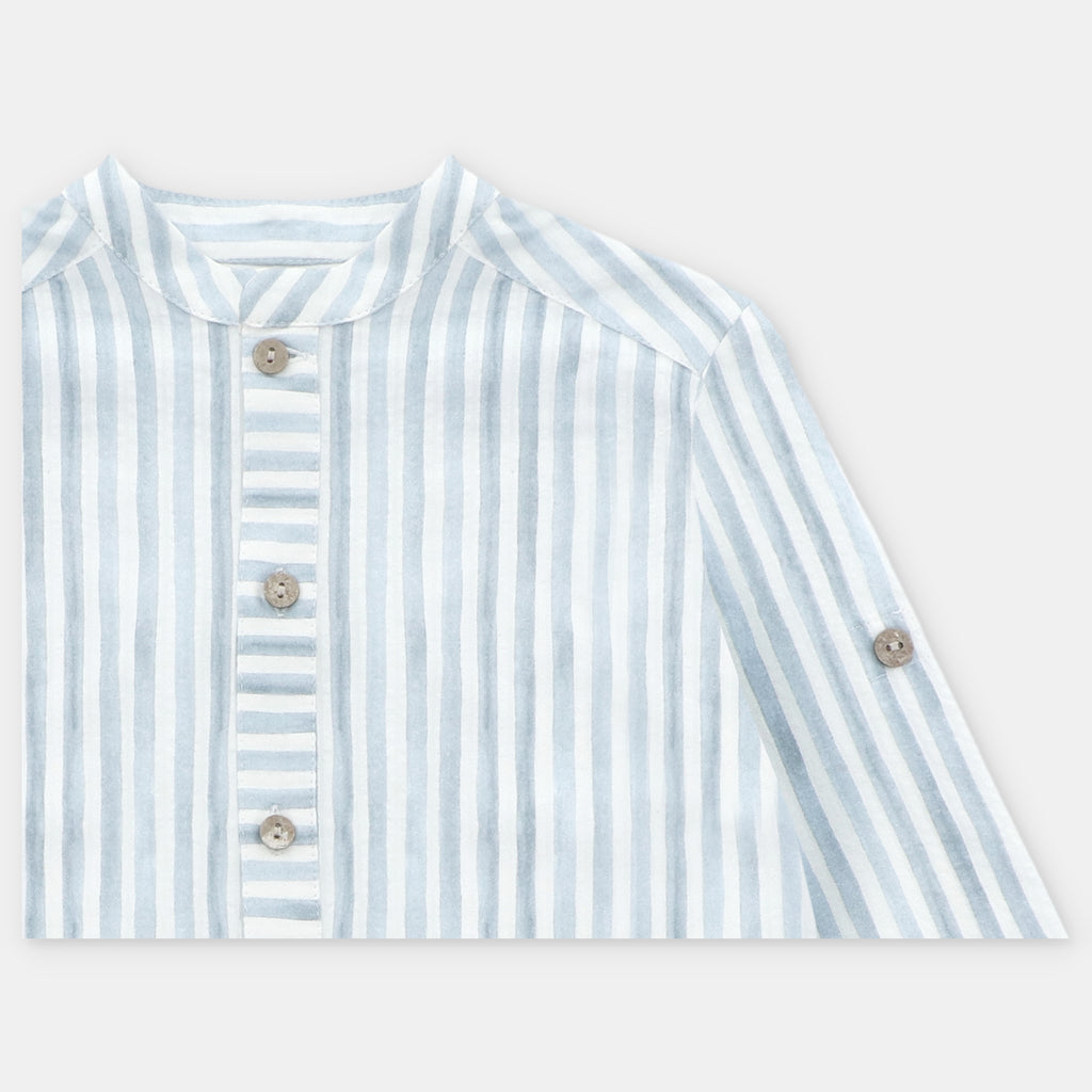 Conjunto Camisa Lino Rayas con Bermuda Azul Surrey