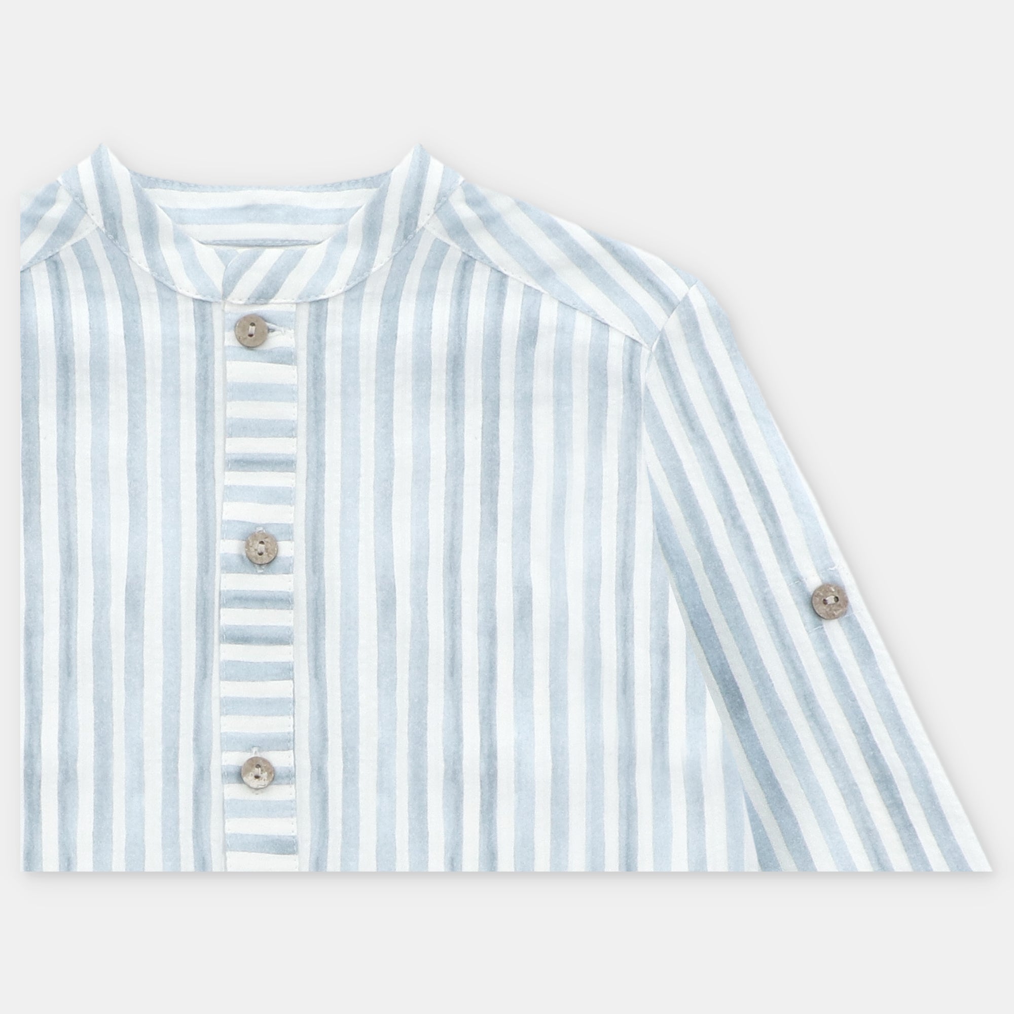 Conjunto Camisa Lino Rayas con Bermuda Azul Surrey