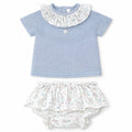 Conjunto de Punto Azul Empolvado o con Cubre Panal de Flores Toronto