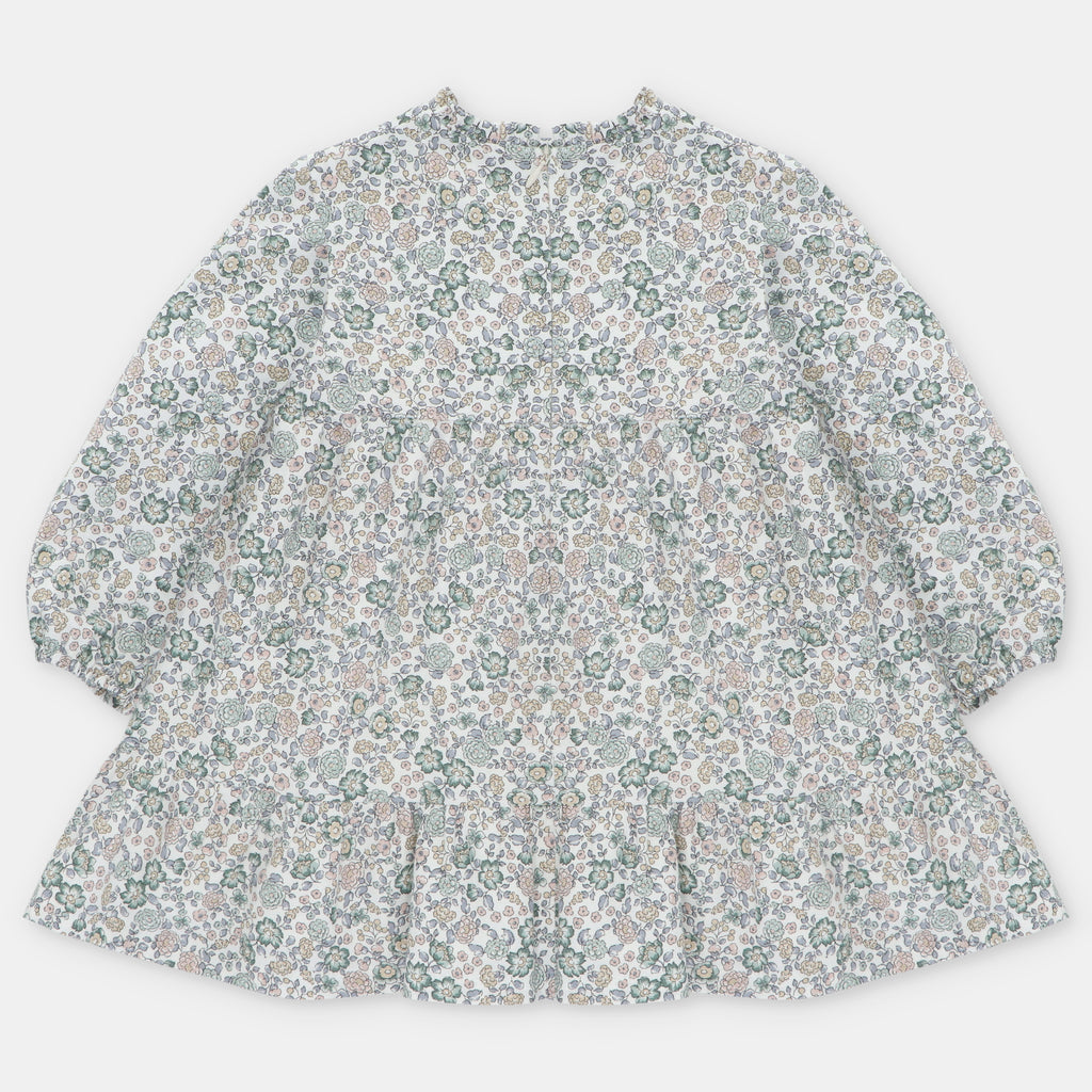 Vestido Flores con Nido de Abeja Cuello Alto Brighton
