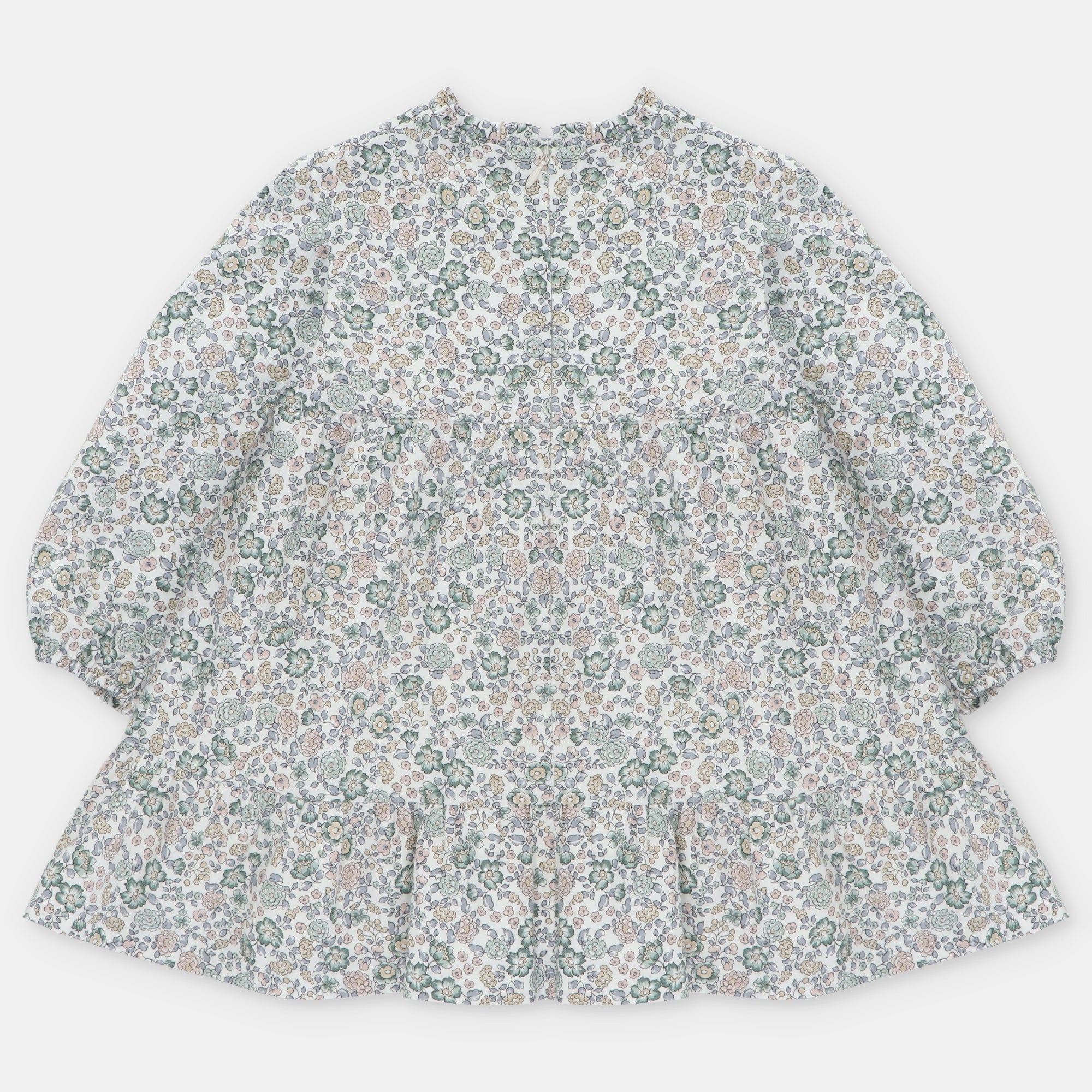 Vestido Flores con Nido de Abeja Cuello Alto Brighton