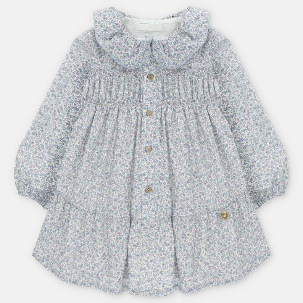 Vestido Microestampado de Flores con Cuello Peter Pan en Costwold