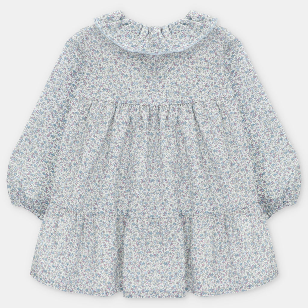 Vestido Microestampado de Flores con Cuello Peter Pan en Costwold