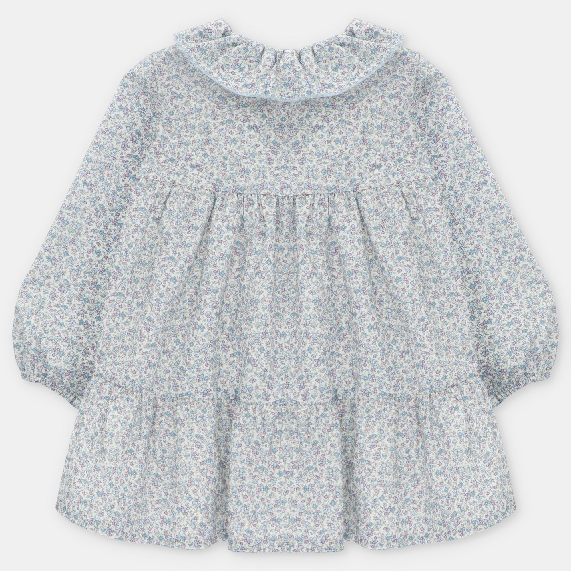 Vestido Microestampado de Flores con Cuello Peter Pan en Costwold
