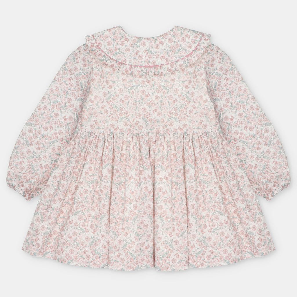 Vestido Rosa Empolvado Nido de Abeja Coleccion Lena