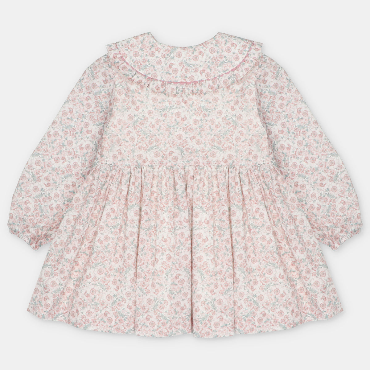 Vestido Rosa Empolvado Nido de Abeja Coleccion Lena