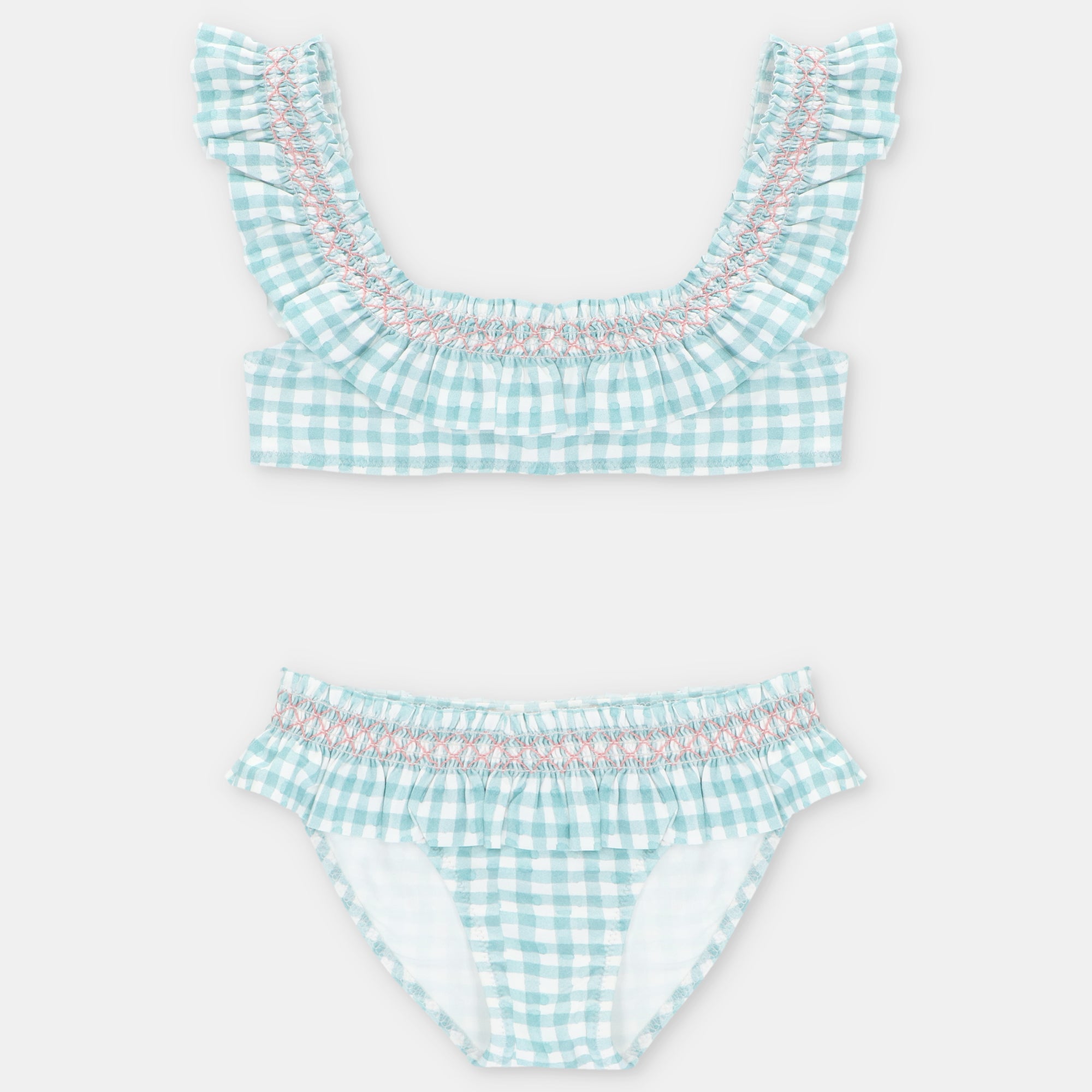 Bikini Cuadros Verde Agua con Nido de Abeja Picnic