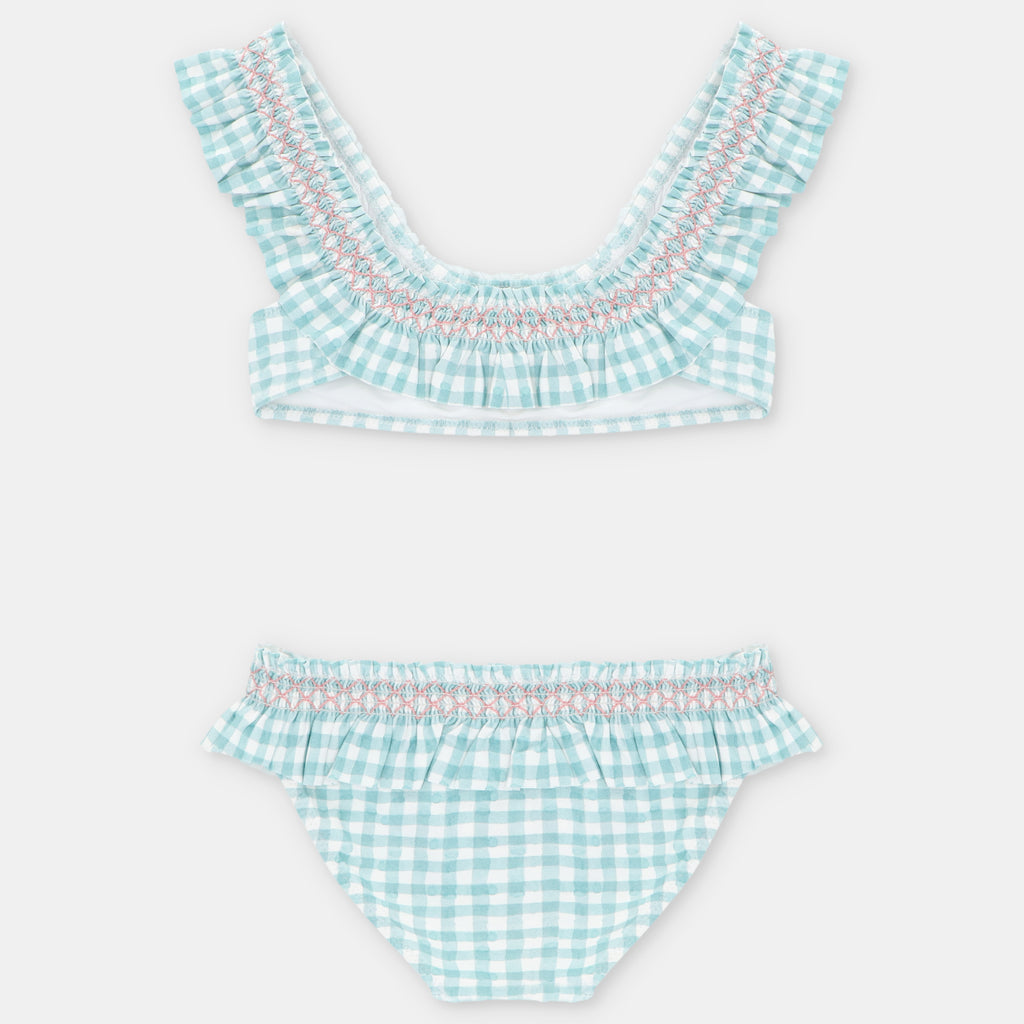 Bikini Cuadros Verde Agua con Nido de Abeja Picnic