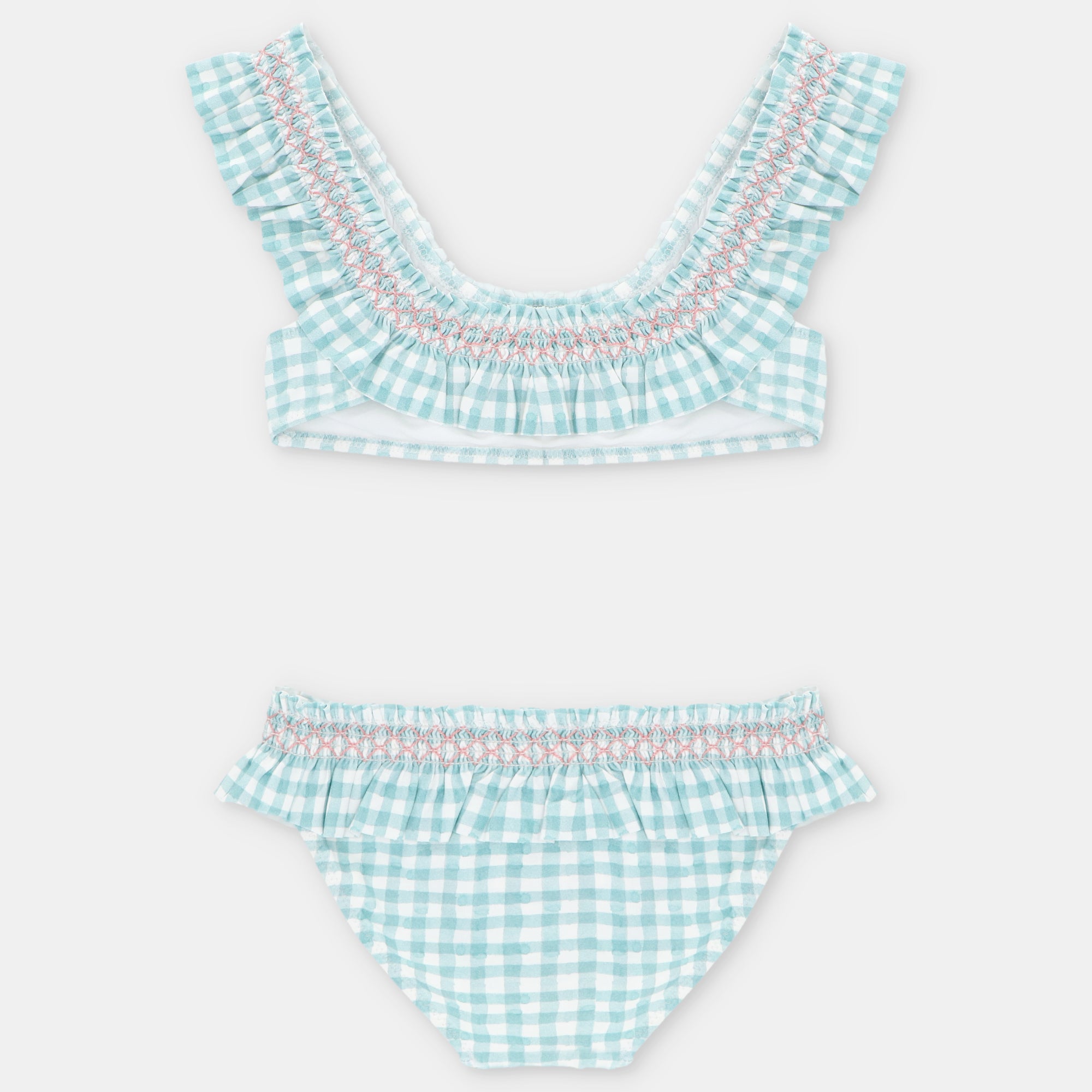 Bikini Cuadros Verde Agua con Nido de Abeja Picnic