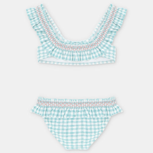 Bikini Cuadros Verde Agua con Nido de Abeja Picnic