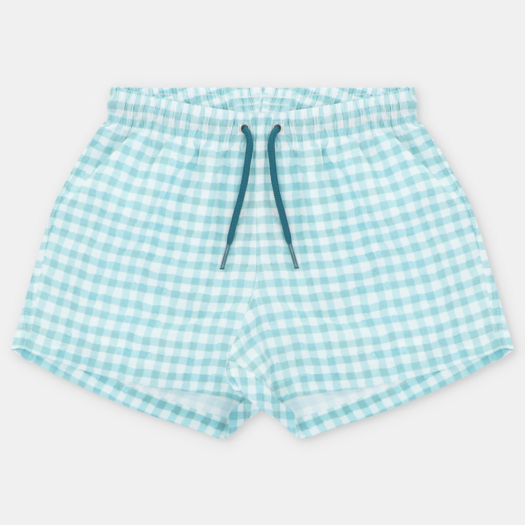 Short de Bano Cuadros Verde Agua Picnic