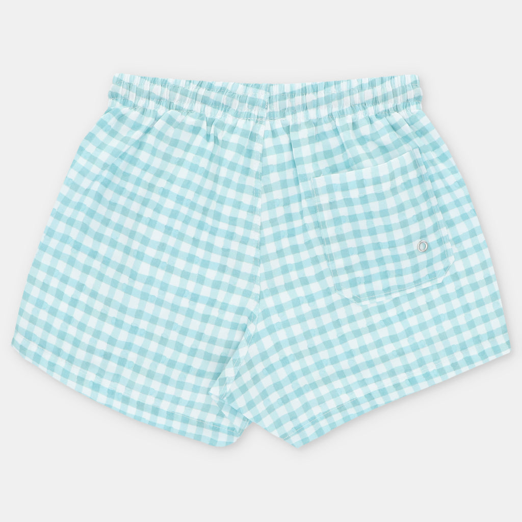 Short de Bano Cuadros Verde Agua Picnic