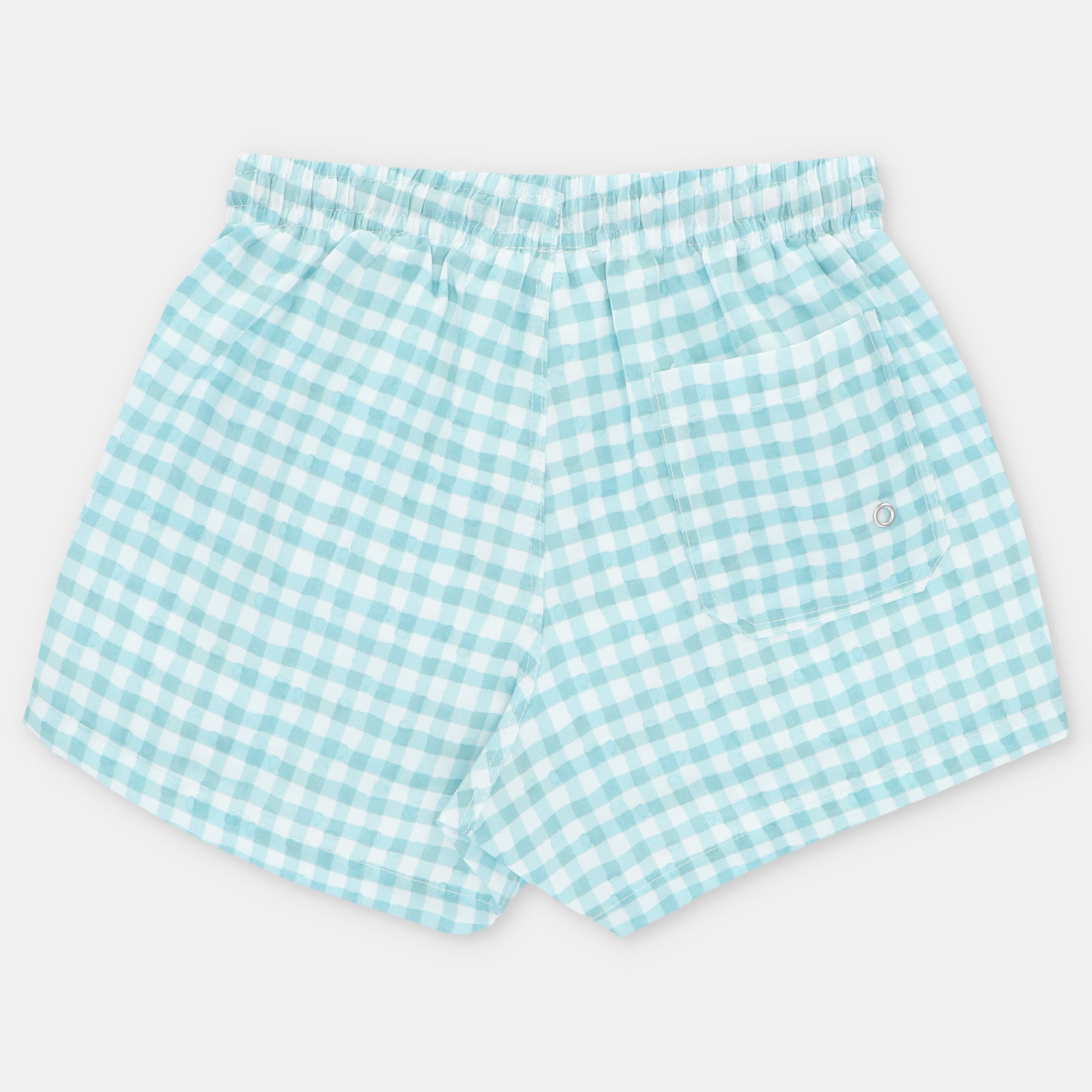 Short de Bano Cuadros Verde Agua Picnic