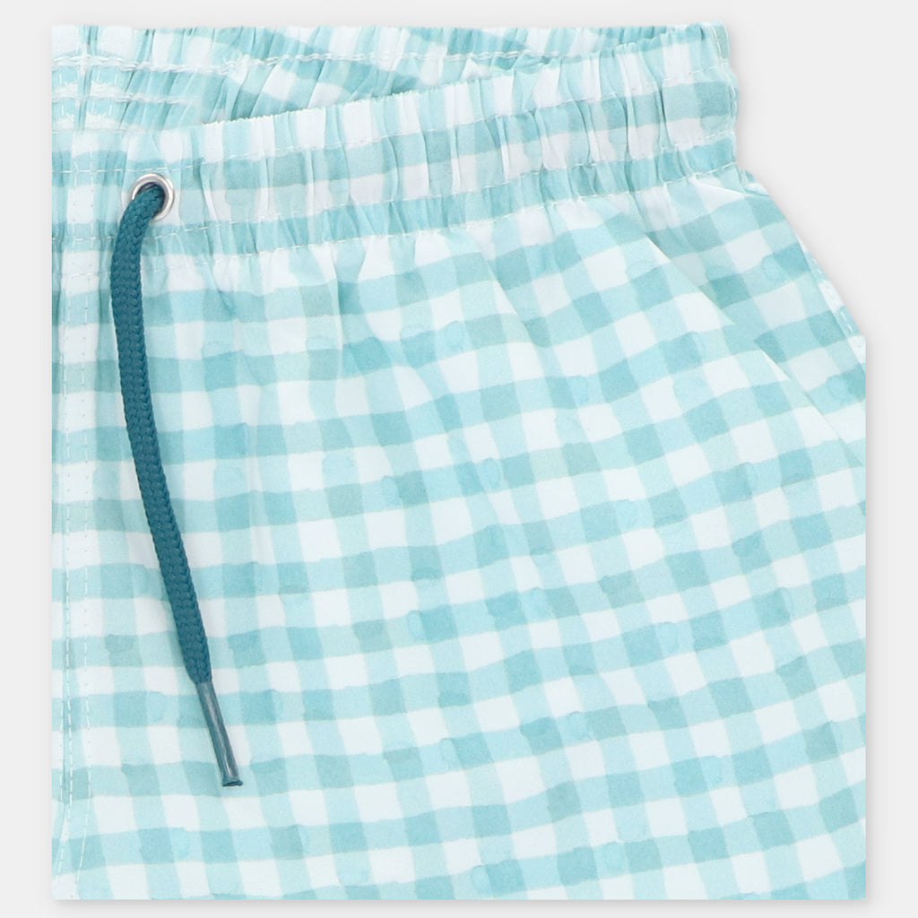 Short de Bano Cuadros Verde Agua Picnic