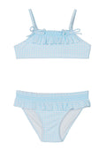 Traje de Baño Vichy Azul Dos Piezas con Nido de Abeja