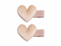 Par de Pinzas de Corazon Gamuza Beige