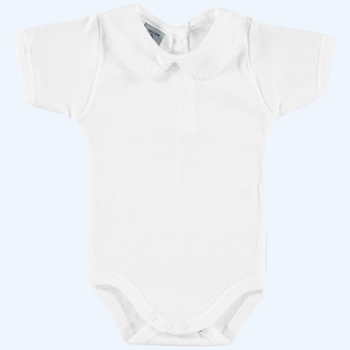 Body Manga Corta Cuello Pique en Blanco