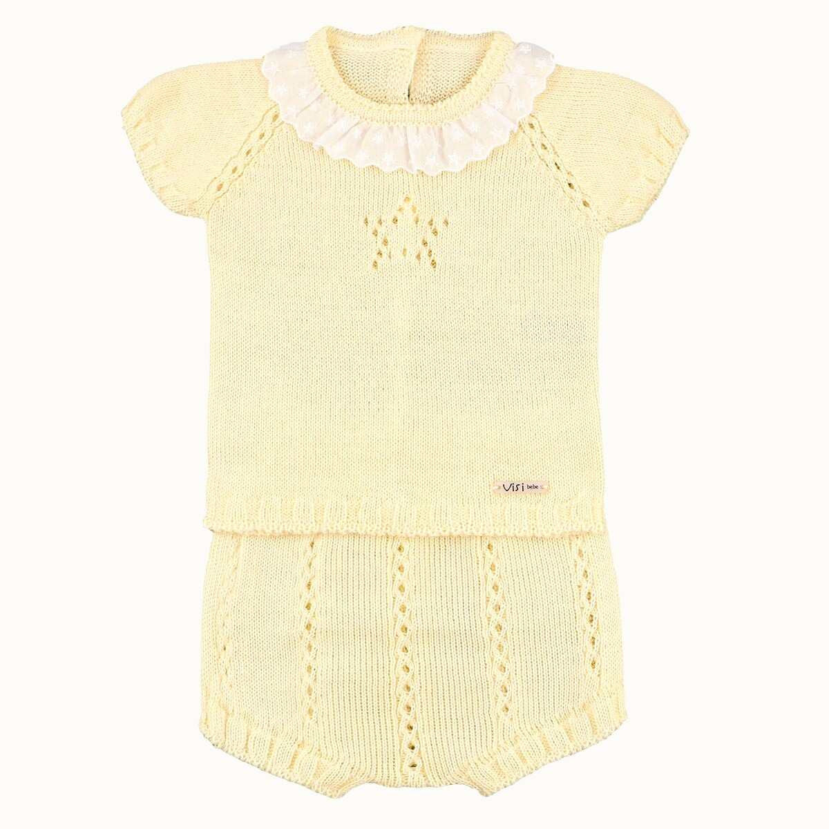 Conjunto Perle Estrella Manga Corta Amarillo Pastel