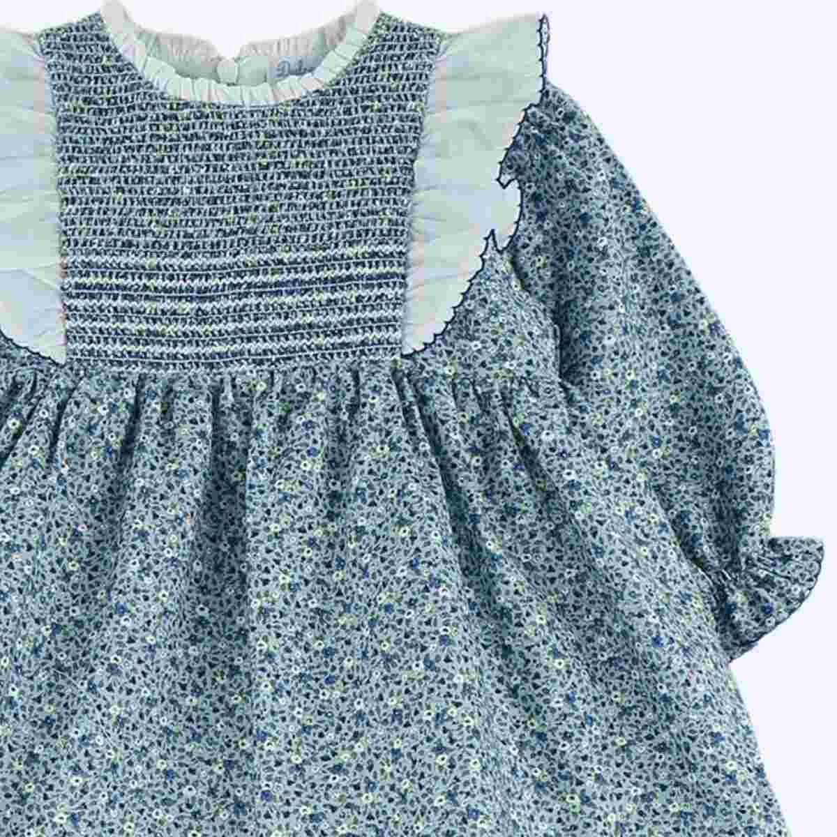 Jesusito Manga Larga Floreado Azul Francia con Braguita