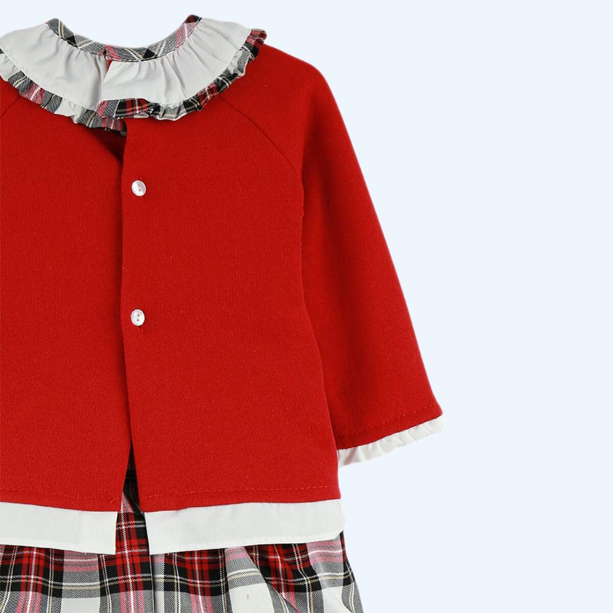 Conjunto de Sweater Rojo con Cubre Panal Estilo Falda Tartan