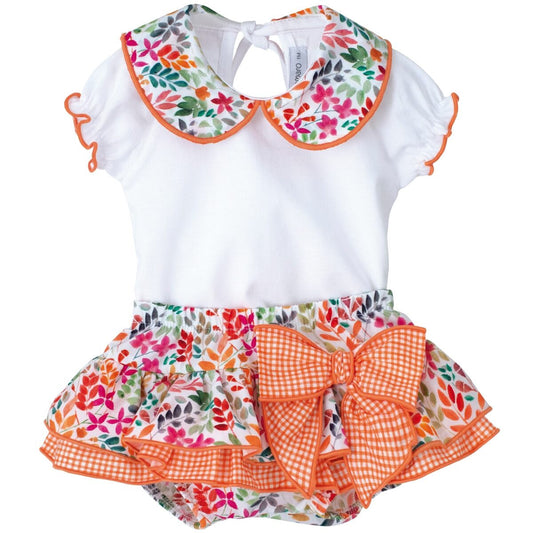 Conjunto Camisa Manga Larga y Cubre Panal con Volados
