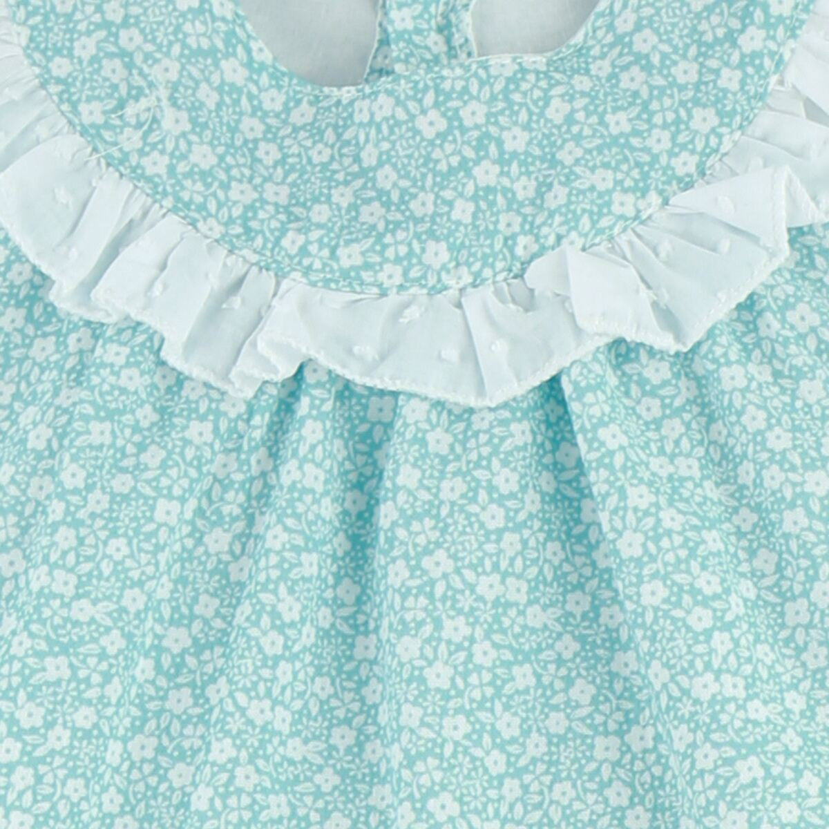 Jesusito Estampado Floral Turquesa con Cubre Panal a Juego