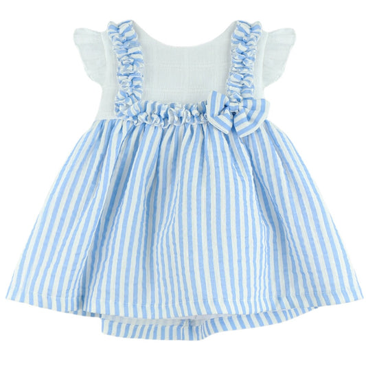 Vestido Blanco de Rayas Azules