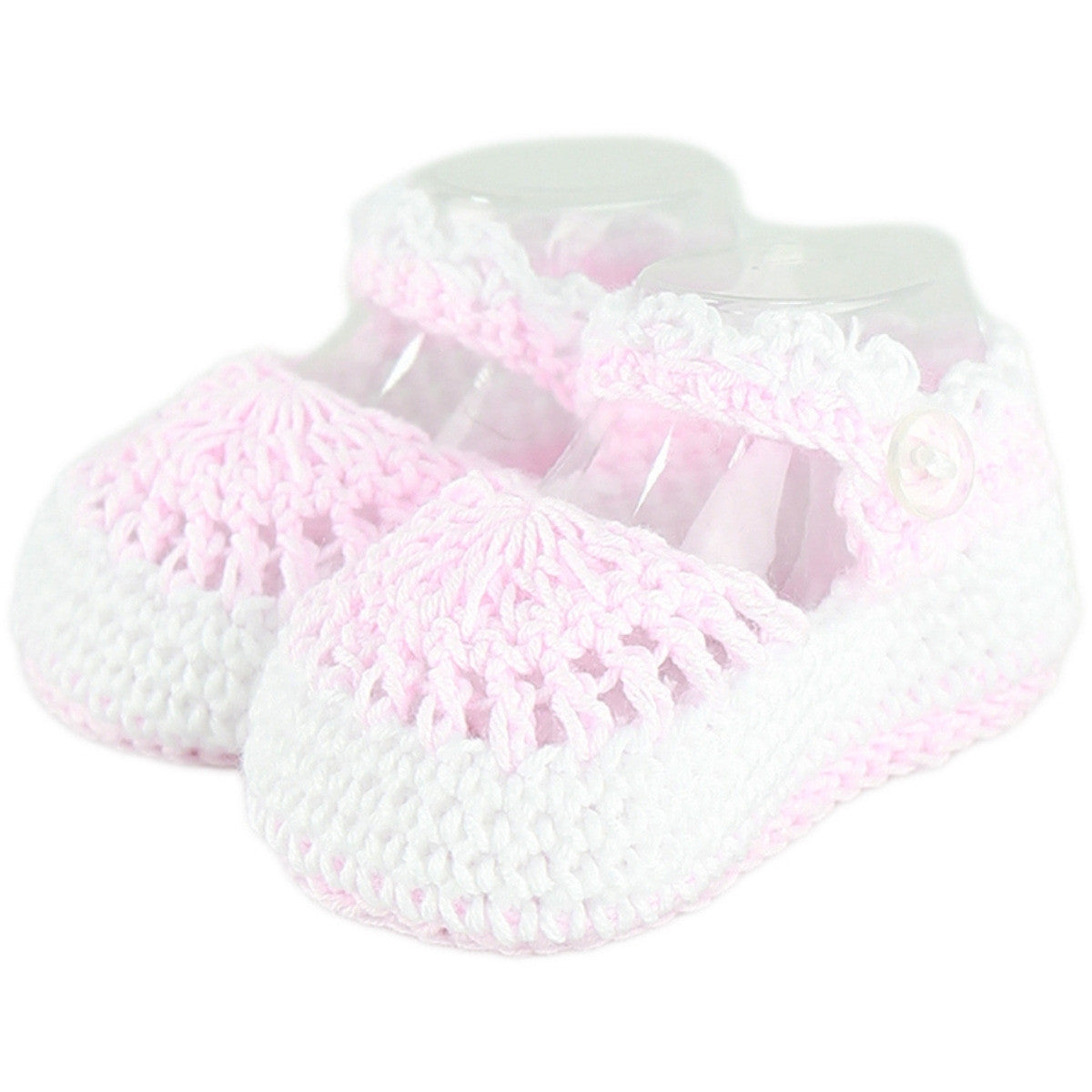 Escarpines Rosa Bebe y Blanco Tipo Merceditas