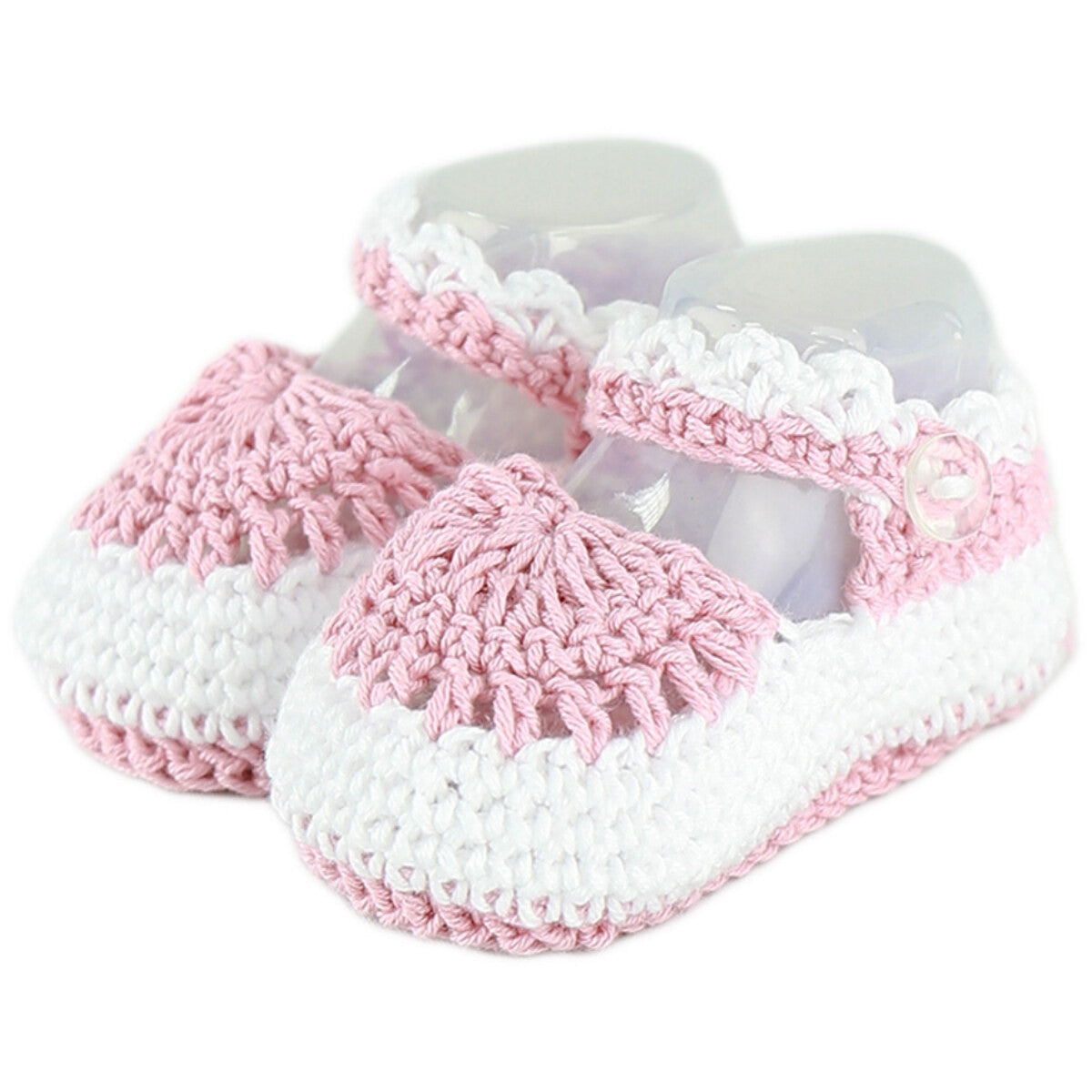 Escarpines Rosa Palo y Blanco Tipo Merceditas